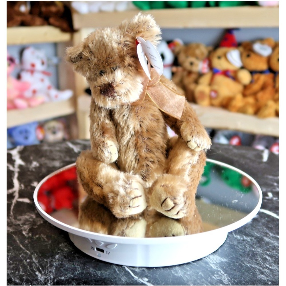Ty Attic Treasures Birch the Bear Brown Plush Teddy Bear Gold Ribbon Vintage